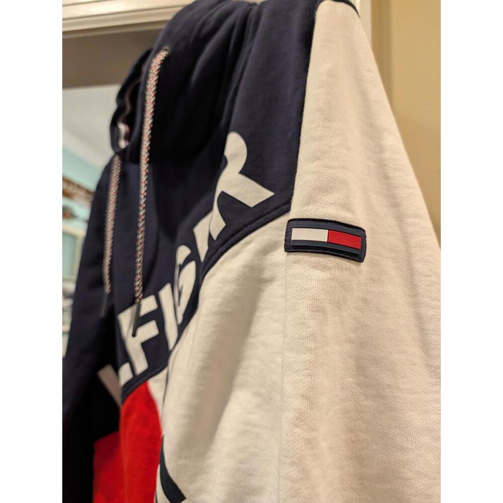 Vtg Style Tommy Hilfiger Denim Pullover Sweatshirt Large Red White Blue - Picture 8 of 8